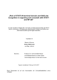 „Role of STAT3 N-Terminal Domain and GAS-Site Recognition in Signaling and Crosstalk with STAT1 and NF-Κb”