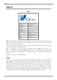 Sqlite 1 Sqlite