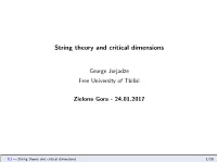 String Theory and Critical Dimensions