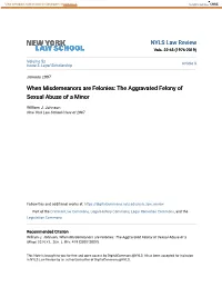 The Aggravated Felony of Sexual Abuse of a Minor