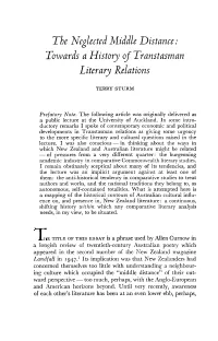 Towards a History of Transtasman Literary Relations
