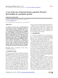 A Rare Fatal Case of Internal Hernia Caused by Meckel's Diverticulum In