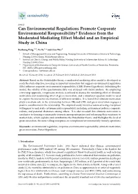 Can Environmental Regulations Promote Corporate Environmental Responsibility? Evidence from the Moderated Mediating Effect Model and an Empirical Study in China
