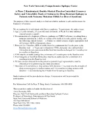 New York University Comprehensive Epilepsy Center a Phase 2