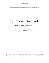 SQL Server Standards November 6, 2010