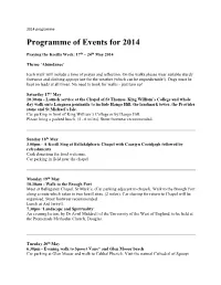 2014 Programme Programme of Events for 2014