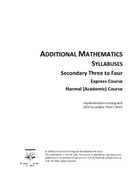2020 Additional Mathematics