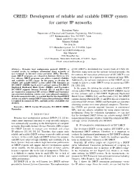 CREID: Development of Reliable and Scalable DHCP System for Carrier IP Networks