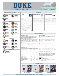 Duke Blue Devils • 2018 Game Notes Points