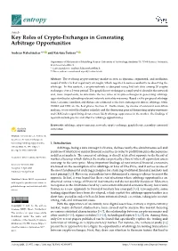 Key Roles of Crypto-Exchanges in Generating Arbitrage Opportunities