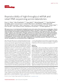 Reproducibility of High-Throughput Mrna and Small RNA Sequencing Across Laboratories