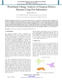 Wastelands Change Analysis of Gurgaon District, Haryana Using Geo Informatics