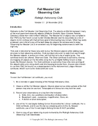 Fall Messier List Observing Club