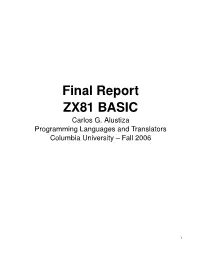 Final Report ZX81 BASIC Carlos G