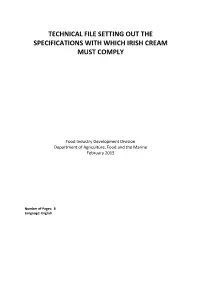 Technical Standards for the Irish Cream Liqueur
