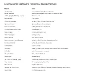 A Partial List of Host Plants for Central Texas Butterflies