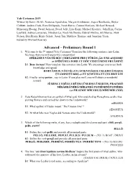 Advanced – Preliminary Round 1 Th 1