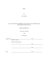 Buddy by Casey Lafalce a Thesis Submitted in Partial Fulfillment of the Requirements for the Franklin College Interdisciplinary
