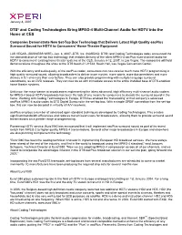 DTS® and Coding Technologies Bring MPEG-4 Multi-Channel Audio for HDTV Into the Home at CES