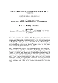 How Can We Stop Terrorism? Seminar by Lieutenant