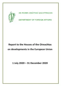 Report to the Houses of the Oireachtas on Developments in the European Union