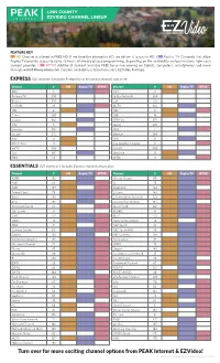 Turn Over for More Exciting Channel Options from PEAK Internet & Ezvideo! *Current As of 12/19