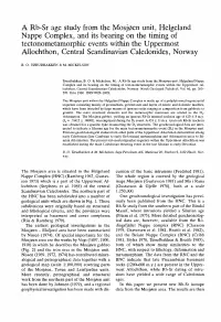A Rb-Sr Age Study from the Mos Jøen Unit, Helgeland Nappe Complex, and Its Bearing on the Timing of Tectonometamorphic Events W