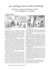 Are Cabbage Trees Worth Anything? Relating Ecological and Human Values in the Cabbage Tree, Fl Kouka