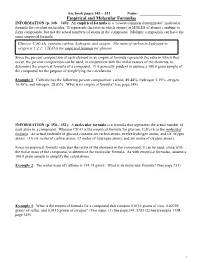 Empirical and Molecular Formulas INFORMATION (P