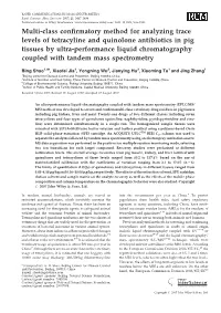 Multi-Class Confirmatory Method for Analyzing Trace Levels of Tetracyline