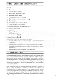 UNIT 3 ABSOLUTE CHRONOLOGY Relative Chronology