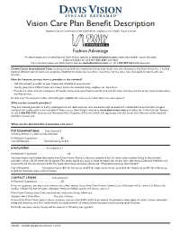 Vision Care Plan Benefit Description Sponsored By, and Administered on Behalf of the Employees and Eligible Dependents Of
