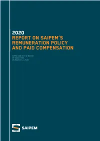 2020 Report on Saipem's Remuneration Policy and Paid