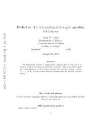 Evaluation of a Ln Tan Integral Arising in Quantum Field Theory