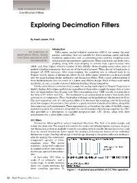 Exploring Decimation Filters