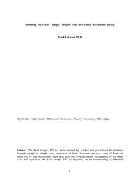 Informing the Fraud Triangle: Insights from Differential Association Theory