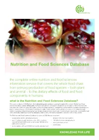 Nutrition and Food Sciences Database