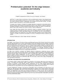 Prefabrication Potential: on the Edge Between Academia and Industry
