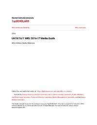 UA19/16/1 WKU 2016-17 Media Guide