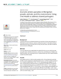 Zoonotic Enteric Parasites in Mongolian People, Animals, and the Environment: Using One Health to Address Shared Pathogens