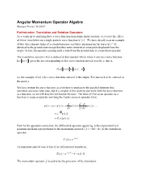 Angular Momentum Operator Algebra Michael Fowler 10/29/07