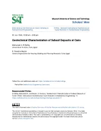 Geotechnical Characterization of Subsoil Deposits at Cairo