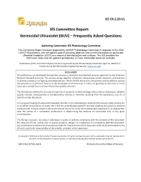 IES Committee Report: Germicidal Ultraviolet (GUV) – Frequently Asked Questions