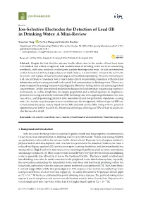 Ion-Selective Electrodes for Detection of Lead (II) in Drinking Water: a Mini-Review
