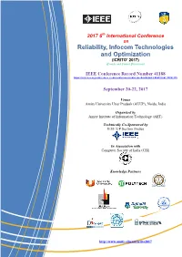 Reliability, Infocom Technologies and Optimization (ICRITO’ 2017) (Trends and Future Directions)