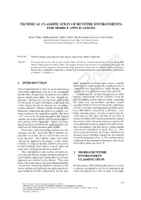 Technical Classification of Runtime Environments for Mobile Applications