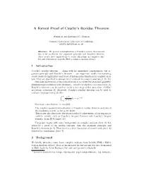 A Formal Proof of Cauchy's Residue Theorem