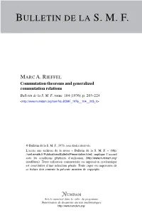 Commutation Theorems and Generalized Commutation Relations Bulletin De La S