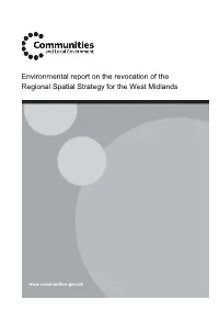 Environmental Report of the Revocation of the Regional Spatial Strategy For