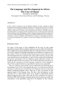 On Language and Development in Africa: the Case of Ghana* ADAMS B